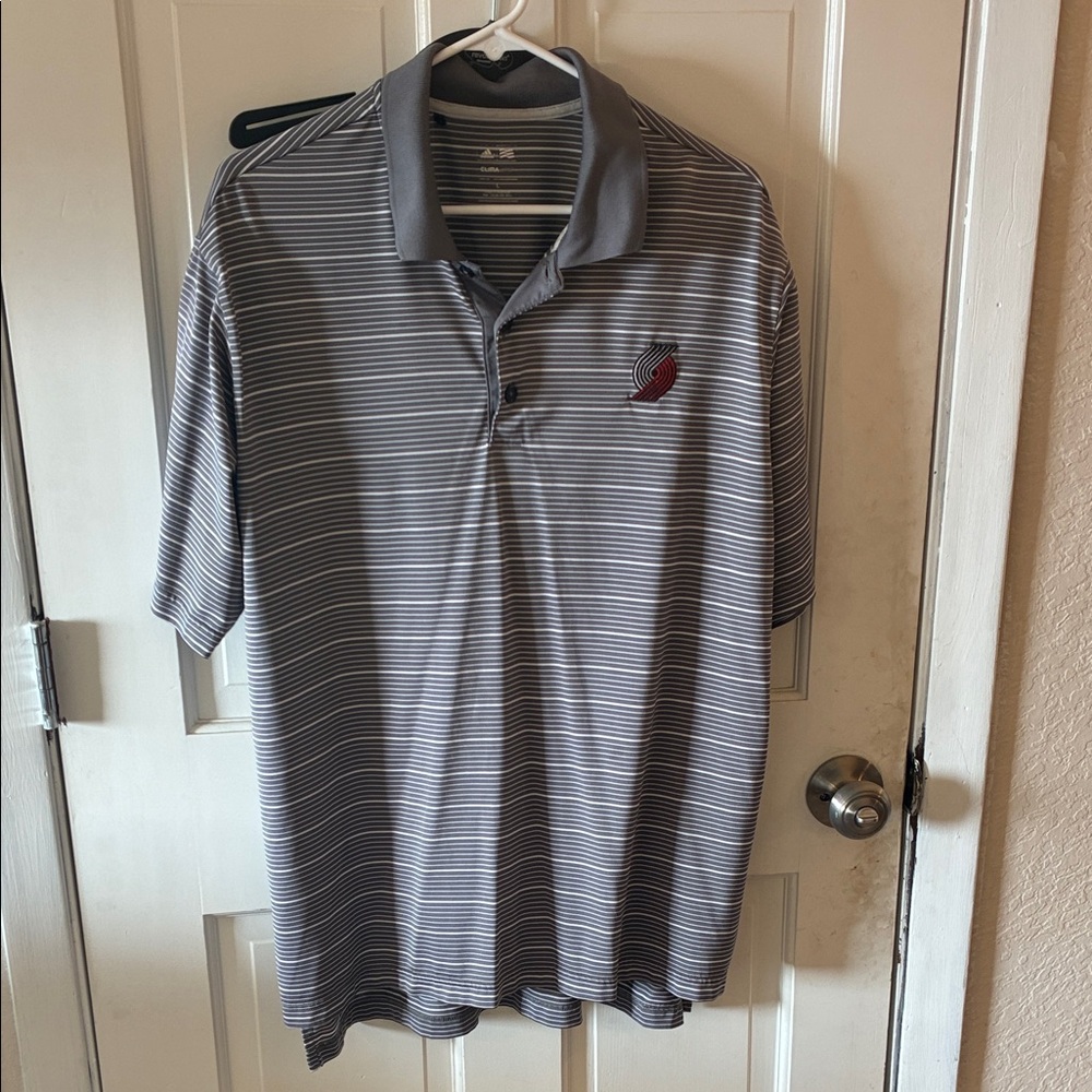Gray Portland TrailBlazers Striped Polo Shirt